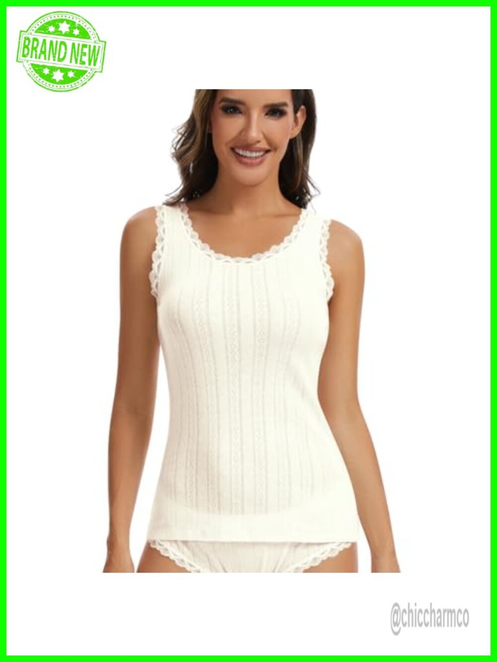 Women's Cotton Lace Camisole Soft Stretch Airy Undershirt Tank Top